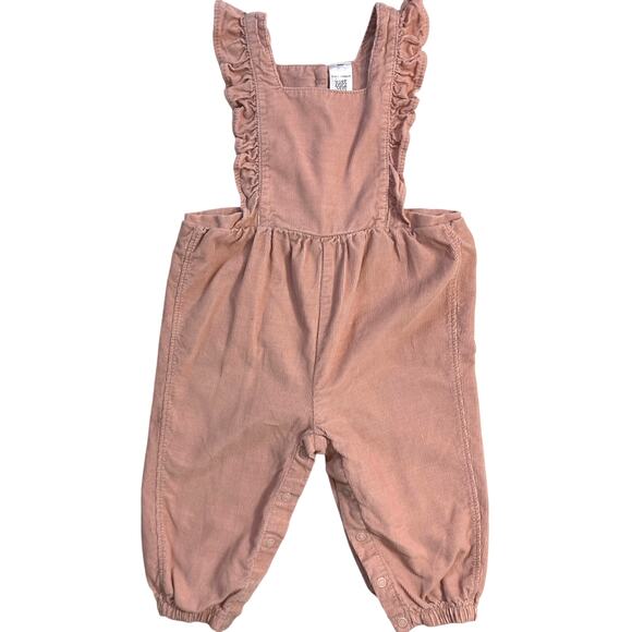 Carter’s Just One You Dusty Pink Corduroy Ruffle Buttons Overall Pants Bottoms - Picture 1 of 9